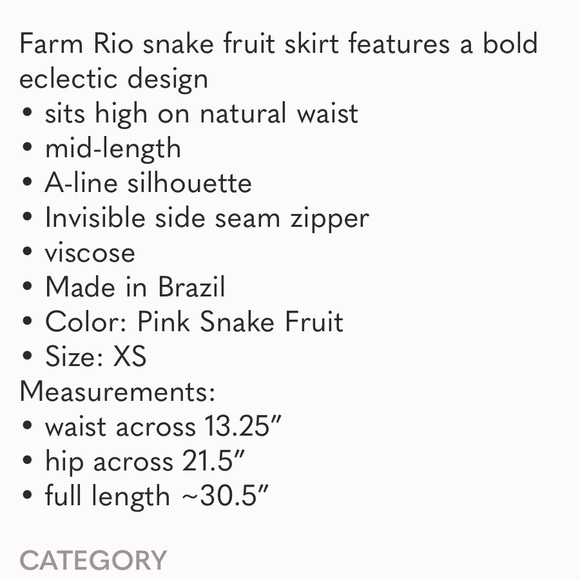 NWT Farm Rio Fruit Printed Midi Skirt - Picture 3 of 4